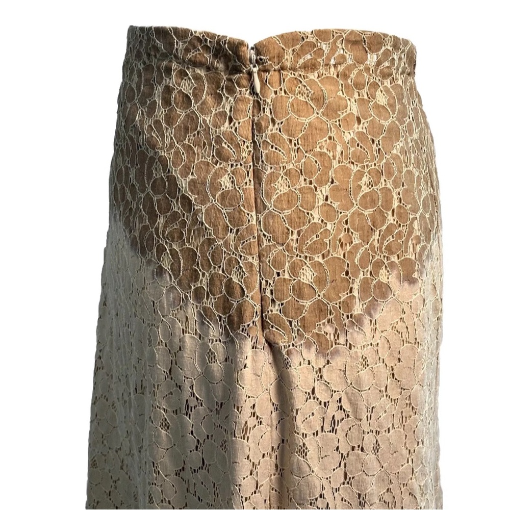 Elegant Lace Ombre Maxi Skirt Neutral Beige Black Preppy Classic Chic size 2 - Picture 6 of 11